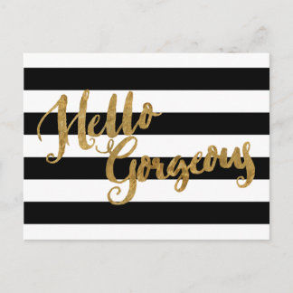 Golden Hello Gorgeous Stripes Postcard