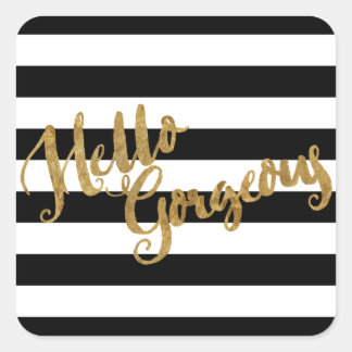 Golden Hello Gorgeous Stripes Square Sticker