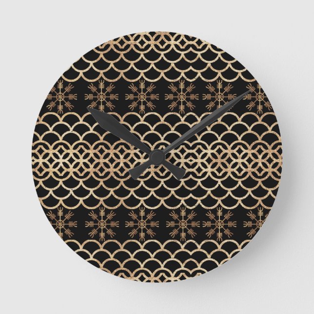 Golden Helm of Awe Round Clock (Front)