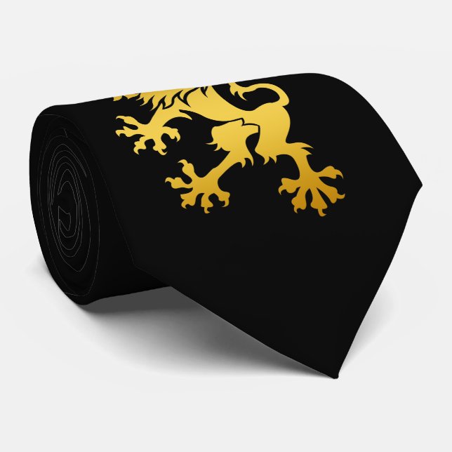 Golden Heraldic Lion Tie (Rolled)