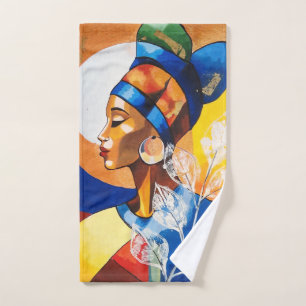 Golden Heritage African Woman Art Bath Towel