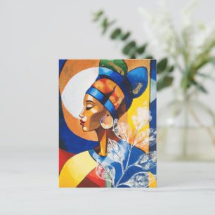 Golden Heritage: Vibrant African Queen Greeting Ca Postcard