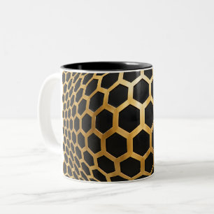 Golden Hexagon Sphere Two-Tone Coffee Mug
