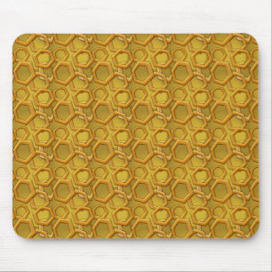 Golden Hexagons Mouse Mat