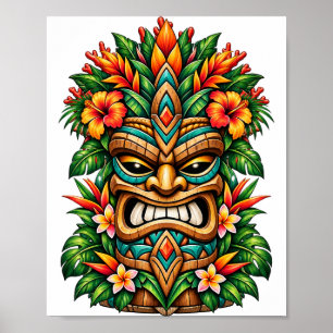 Golden Hibiscus Tiki Poster