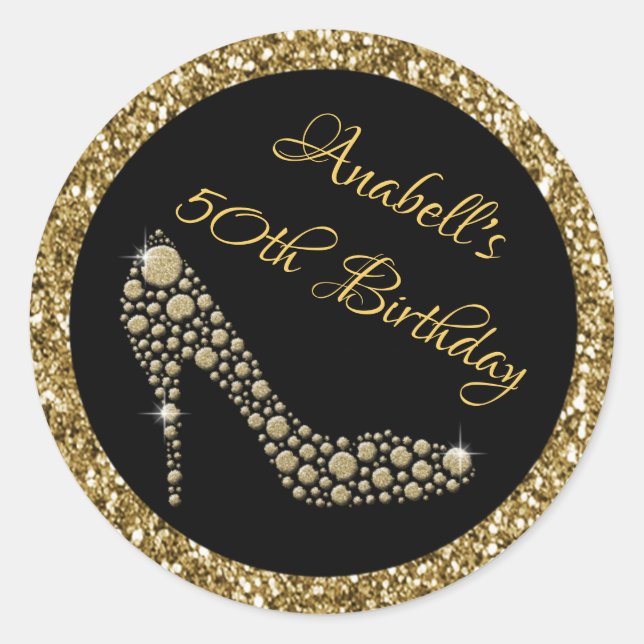 Golden High Heels 50th Birthday Stickers (Front)