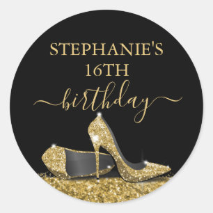 Golden High Heels Custom Birthday Classic Round Sticker