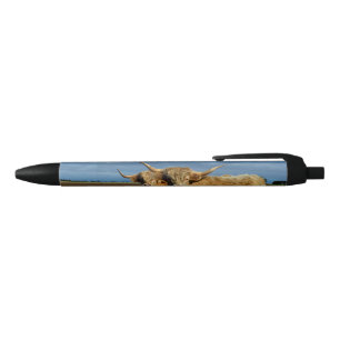 Golden Highlands: The Grace of Fawn-Coloured Cows Blue Ink Pen
