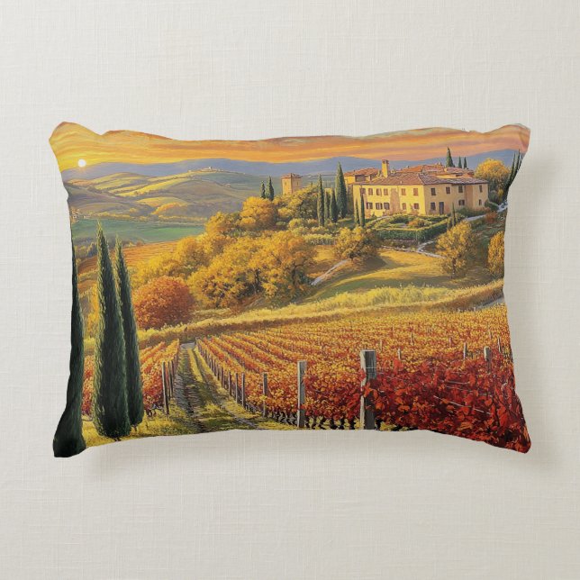 Golden Hillside Vineyard – Rectangular Pillow (Front)