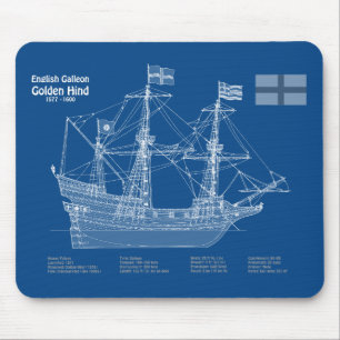 Golden Hind - Ship Blueprint Plans ABD Mouse Mat