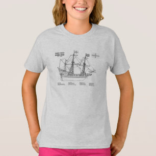 Golden Hind - Ship Blueprint Plans SD T-Shirt