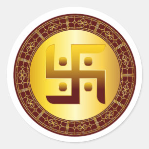 Golden Hindu Swastik Diwali Sticker