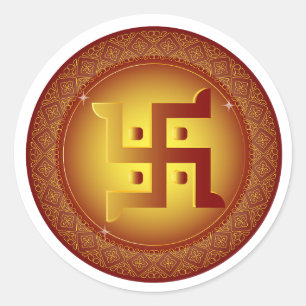 Golden Hindu Swastik Diwali Sticker