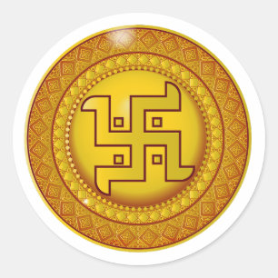Golden Hindu Swastik Sticker