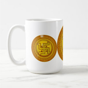 Golden Hindu Swastik Sticker Coffee Mug
