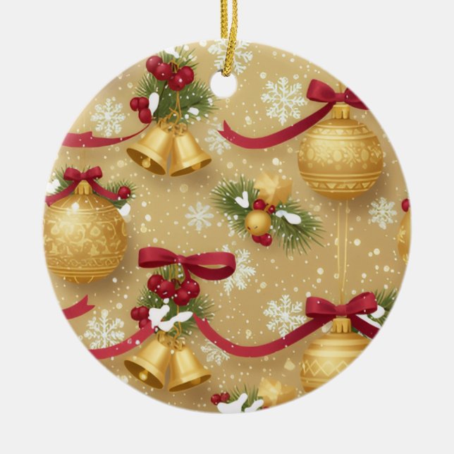 Golden Holiday Charm — Christmas Ornament Pattern (Front)