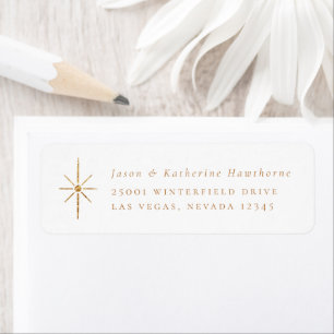 Golden Holiday Star Return Address Label