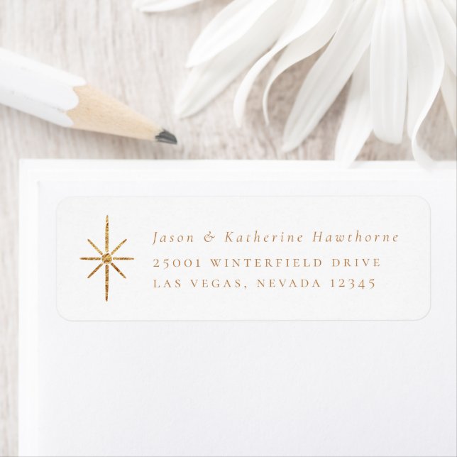 Golden Holiday Star Return Address Label (Insitu)