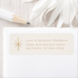 Golden Holiday Star Return Address Label