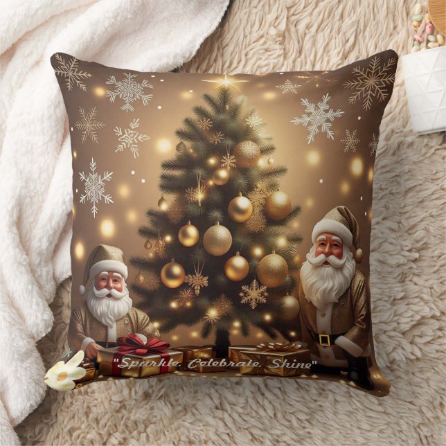 "Golden Holiday Wishes" Cushion (Blanket)