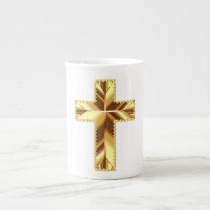 GOLDEN HOLY CROSS BONE CHINA MUG