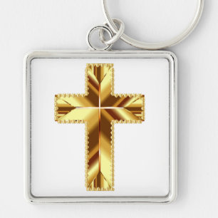 GOLDEN HOLY CROSS KEY RING