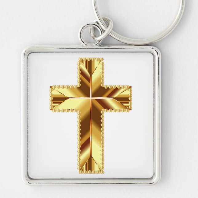 GOLDEN HOLY CROSS KEY RING (Front)