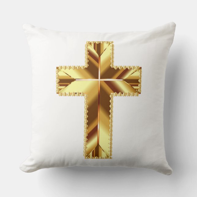 GOLDEN HOLY CROSS THROW PILLOW (Front)
