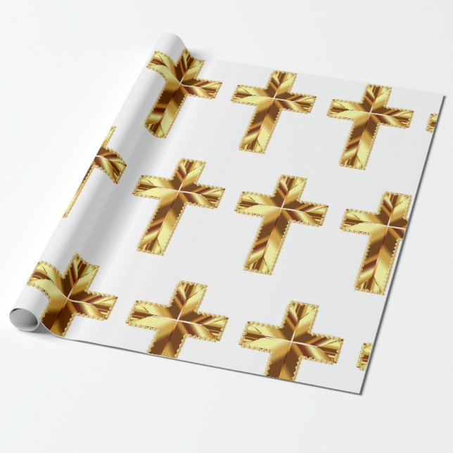 GOLDEN HOLY CROSS WRAPPING PAPER (Unrolled)
