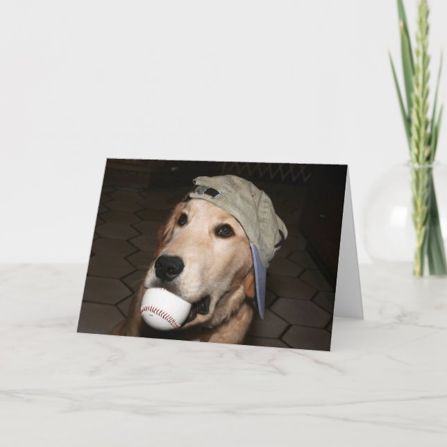 Golden Home Run Baseball Birthday Card (Front)