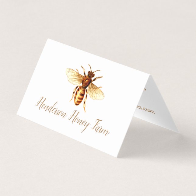 Golden Honey Bee Business Tent Card (Front)