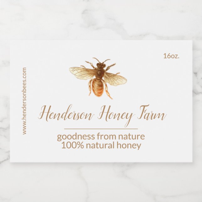 Golden Honey Bee Jar Label (Single Label)