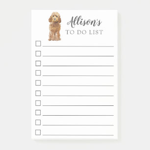 Golden Honey Cockapoo Dog Personalised To Do List Post-it Notes