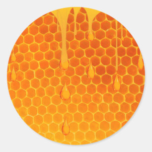 GOLDEN HONEY DRIPPING ART CLASSIC ROUND STICKER