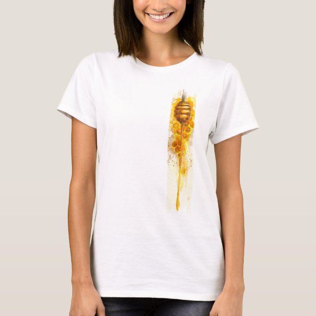 Golden Honey Drizzle Brushstroke Paint T-Shirt (Front)