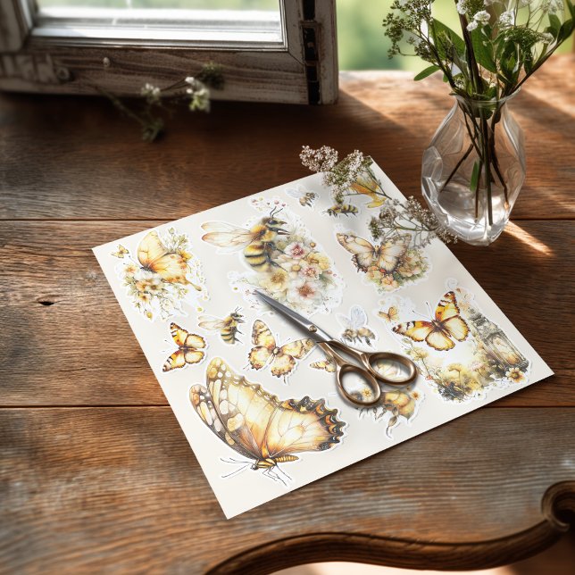 Golden Honey Fairy World – Bees and Butterflies (Sticker on the table with the scissors)
