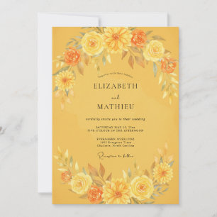 Golden Honey Petal Wedding Invitation