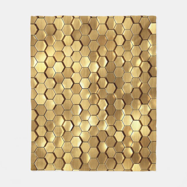 Golden Honeycomb 3D Render Texture Fleece Blanket (Front)