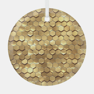 Golden Honeycomb 3D Render Texture Glass Tree Decoration