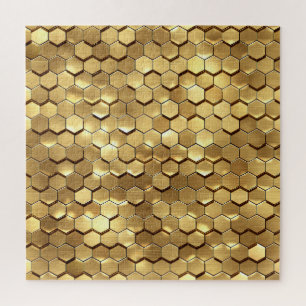 Golden Honeycomb 3D Render Texture Jigsaw Puzzle