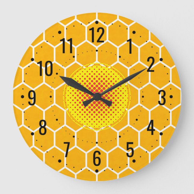 Golden Honeycomb Décor - Honey Bee Large Clock (Front)