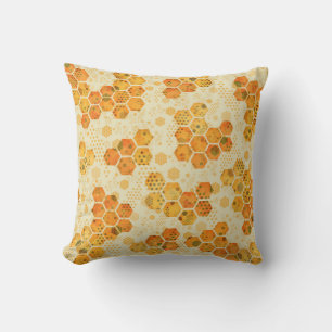 Golden Honeycomb Pattern Pillow - Modern Geometric