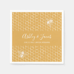 Golden Honeycomb Pattern Wedding Napkin