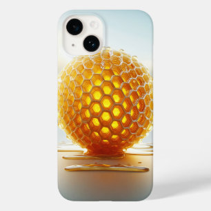 Golden Honeycomb Sphere Phone Case Glowing Liquid