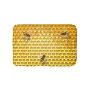 Golden Honeycomb with Beees Customisable Bath Mat
