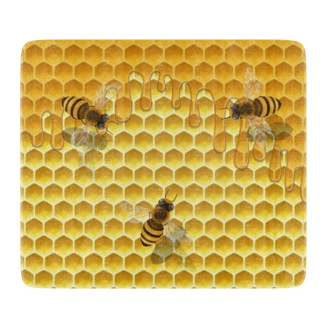 Golden Honeycomb with Beees Customisable Cutting Board (Front)