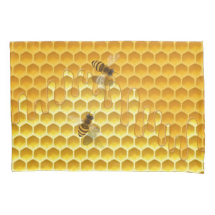Golden Honeycomb with Bees Customisable Pillowcase
