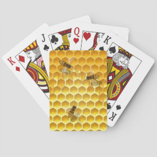Golden Honeycomb with Bees Customisable Playing Cards