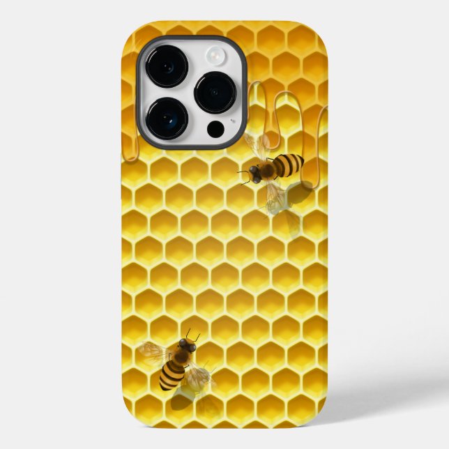 Golden Honeycomb with Bees Customisable Small Case-Mate iPhone Case (Back)