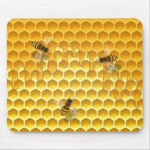 Golden Honeycomb with Bees Customisable Small Mouse Mat